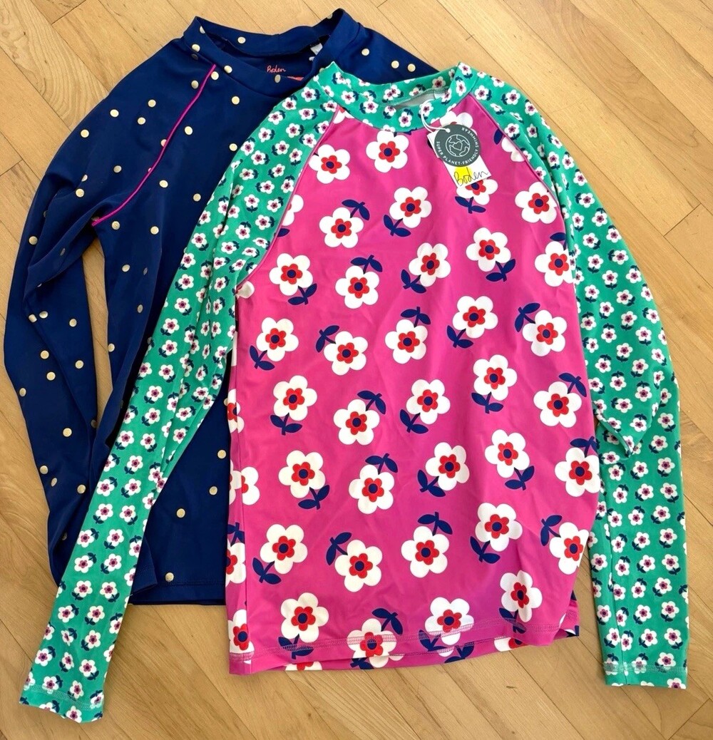 Brand New Lot of 2 Mini Boden Long Sleeve Rash Guard Set UPF 40+ size 13Y-14Y
